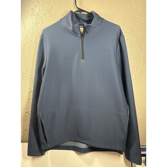 Con.Struct Quarter Zip Pullover Jacket Blue Chevron Mens Size Medium - Picture 1 of 4